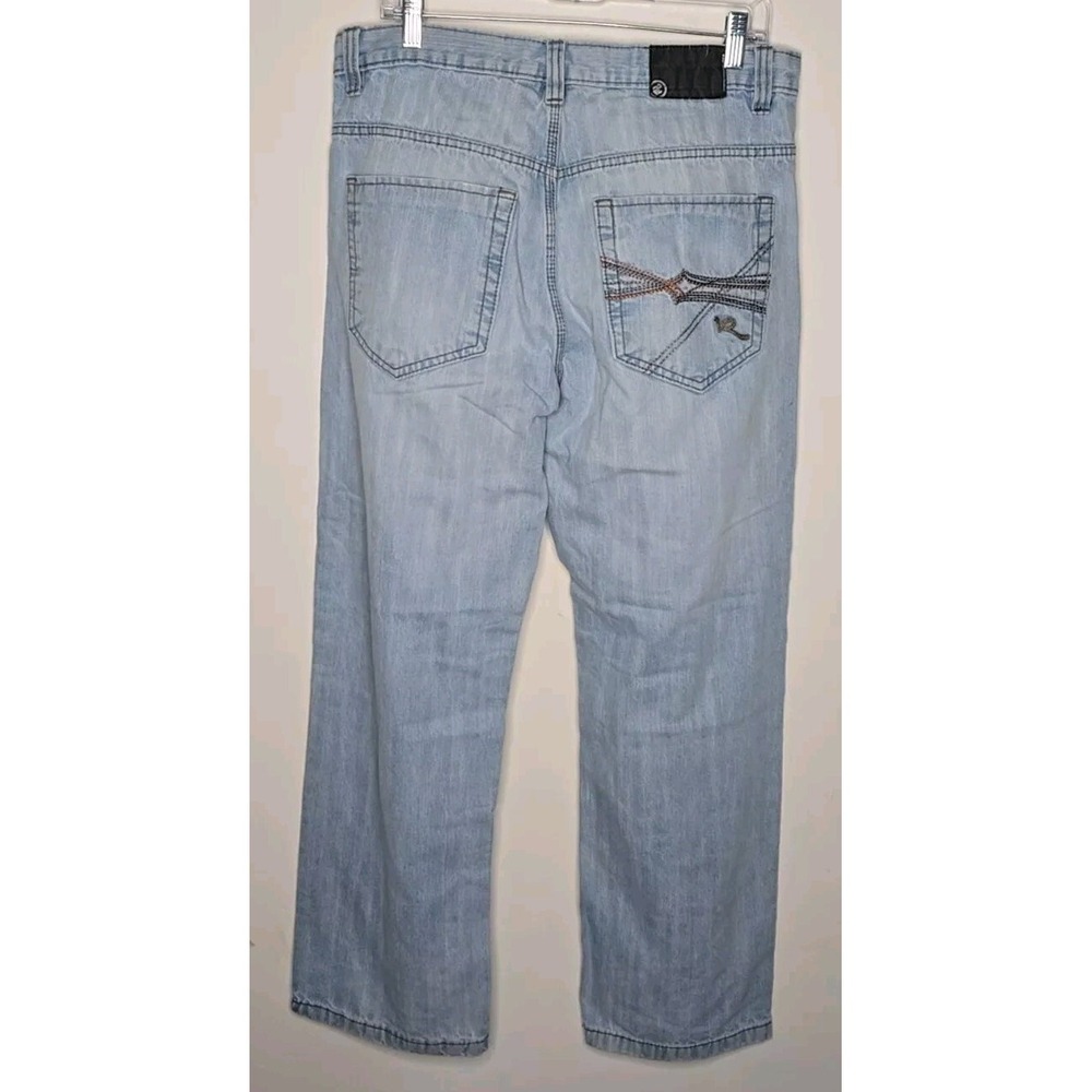 Rocawear Jeans Mens 34‎ Baggy Relaxed Light Wash Thick Stitch Y2K Streetwear